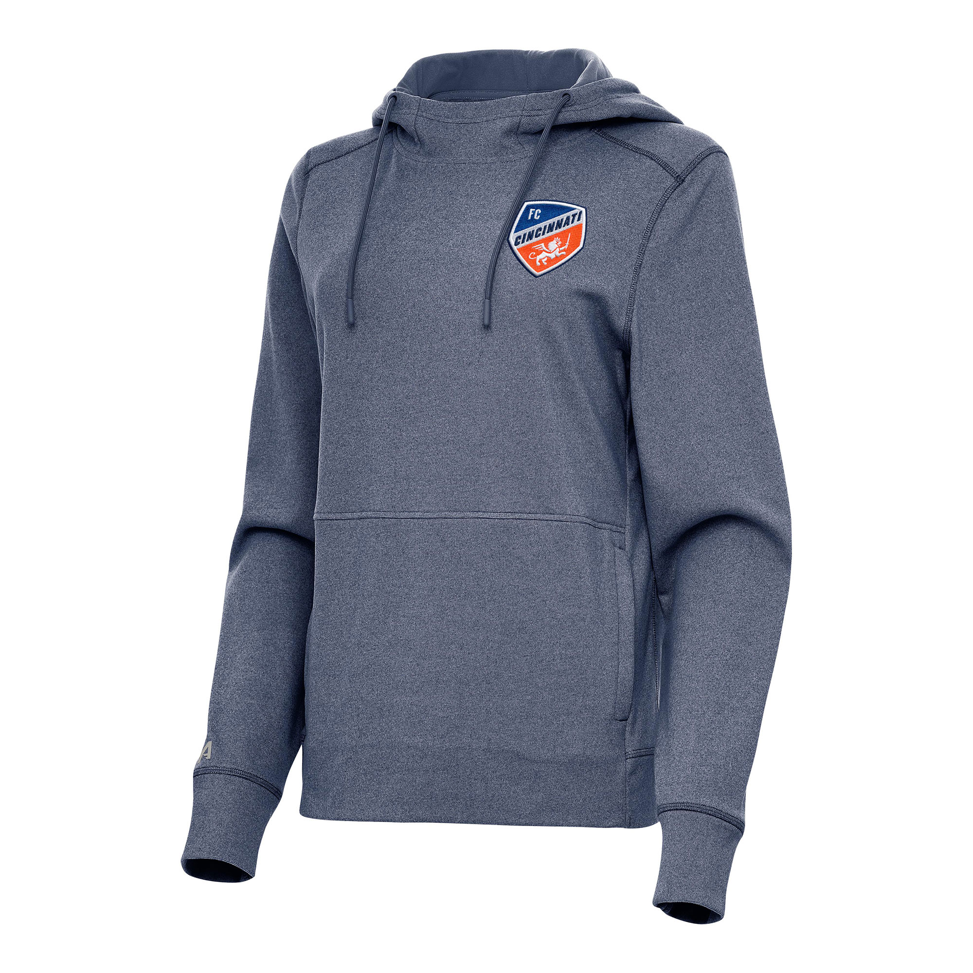 Women's Antigua Heather Navy FC Cincinnati Justice Pullover Hoodie
