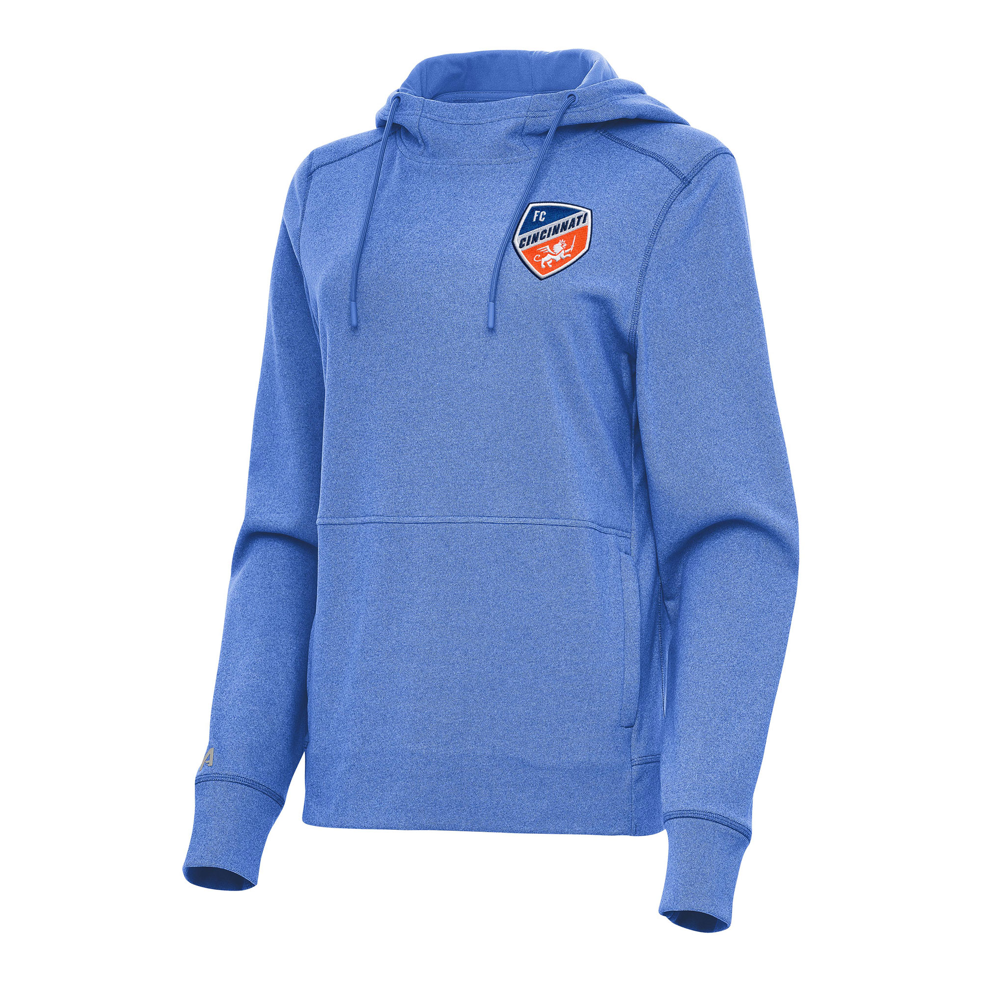 Women's Antigua Heather Blue FC Cincinnati Justice Pullover Hoodie