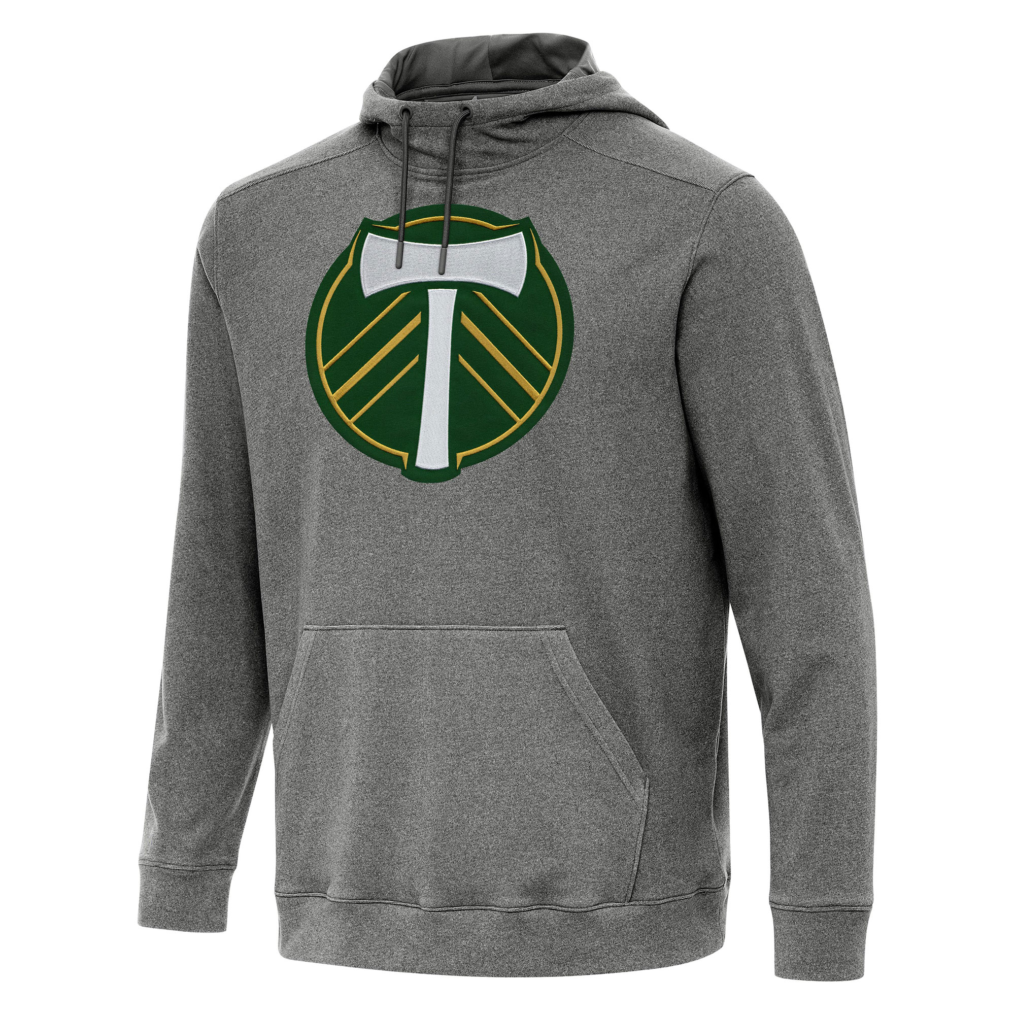 Men's Antigua Heather Black Portland Timbers Cloud Pullover Hoodie