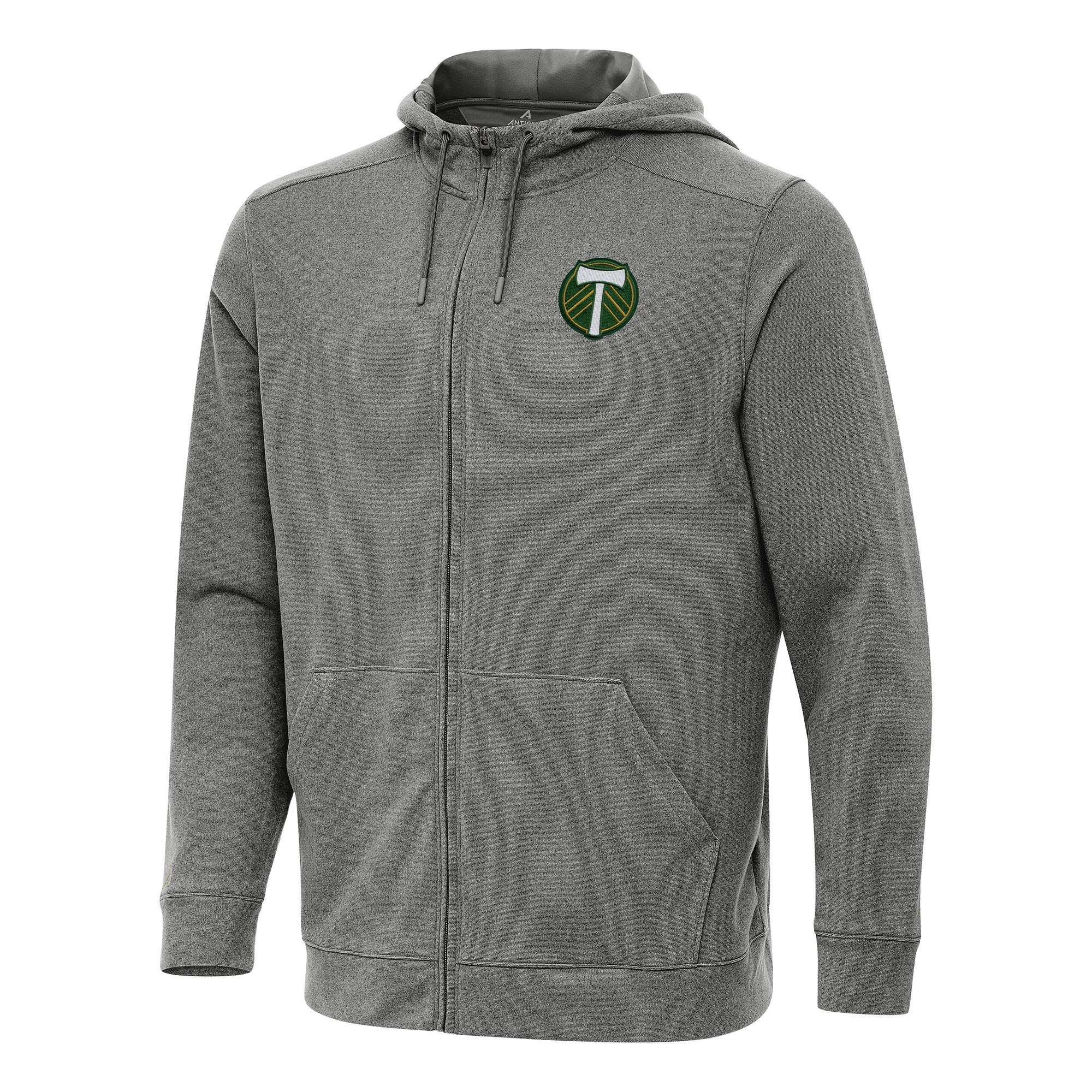 Men's Antigua Heather Black Portland Timbers Effortless Full-Zip Hoodie