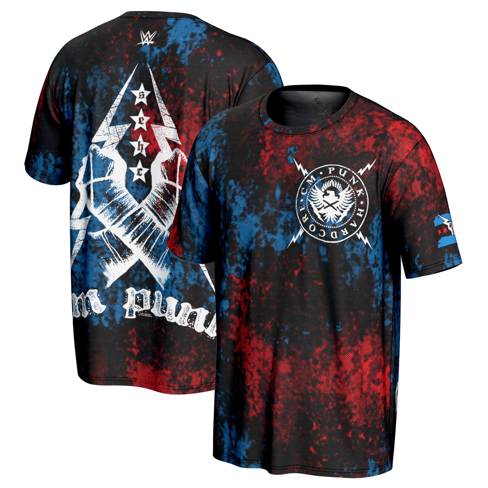 Men's ProSphere Black CM Punk Straight Edge Hardcore Champion T-Shirt