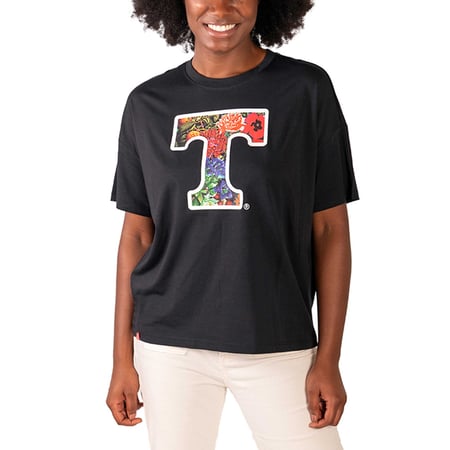 Women's Lusso Black Tennessee Volunteers Floral Crop Top