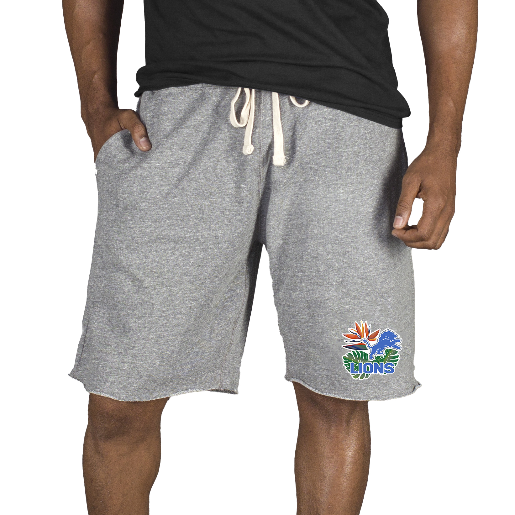 Men's Concepts Sport Gray Detroit Lions Mainstream Tri-Blend Shorts