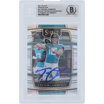 Trevor Lawrence Jacksonville Jaguars Autographed 2021 Panini Select Silver Prizm #43 Beckett Fanatics Witnessed Authenticated Rookie Card