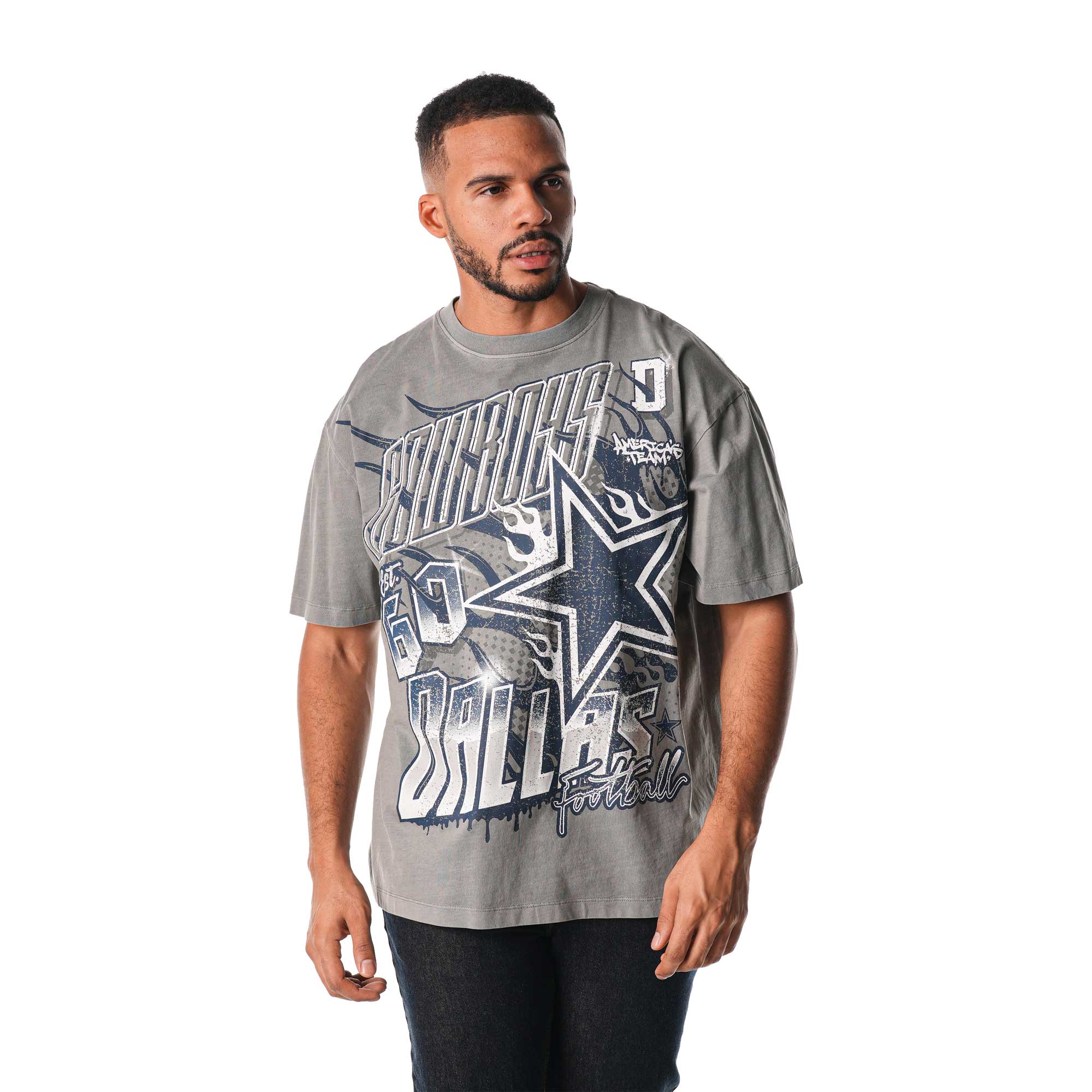 Unisex The Wild Collective Gray Dallas Cowboys Streetwear Flames T-Shirt