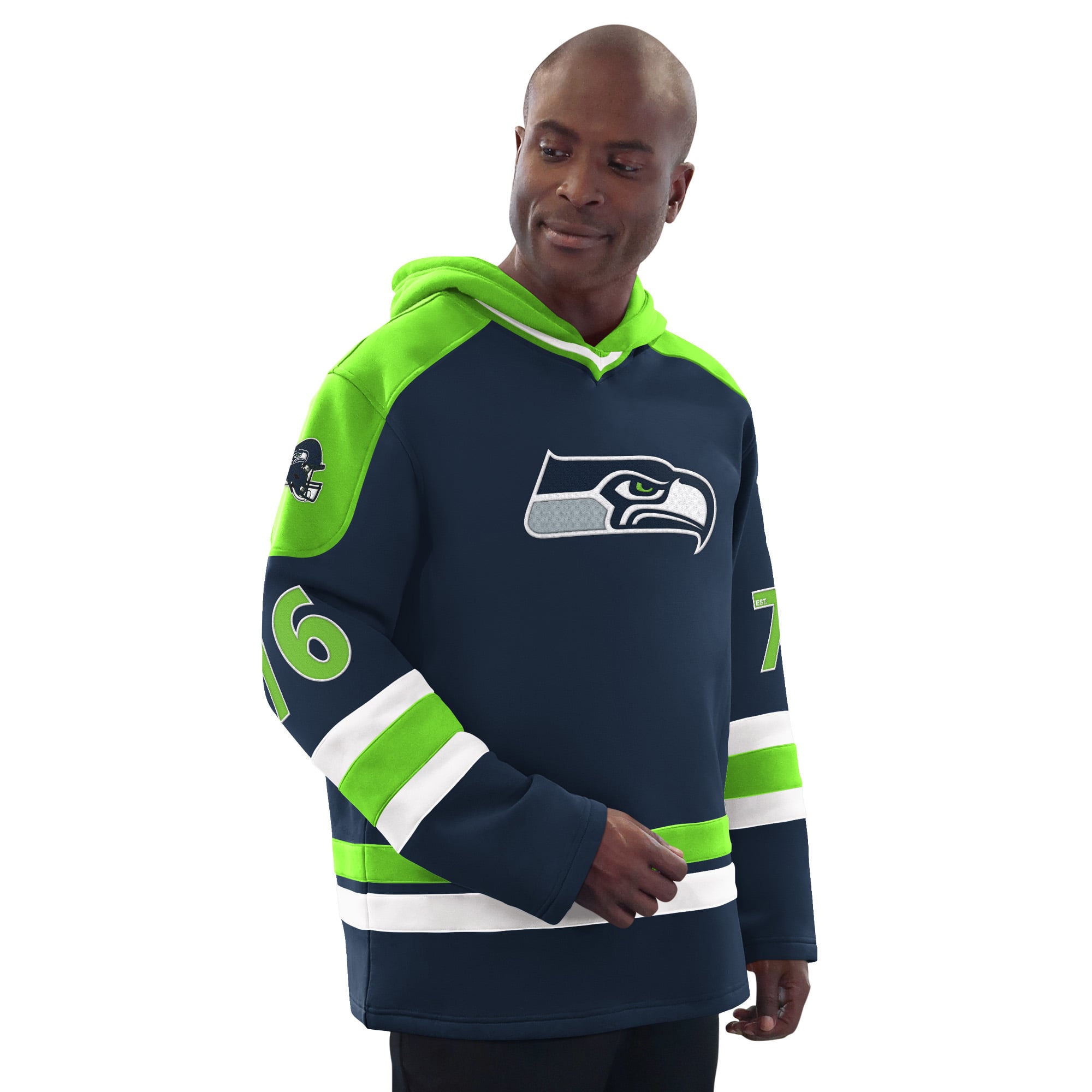 Men's Starter College Navy Seattle Seahawks Fashion Jersey Hoodie