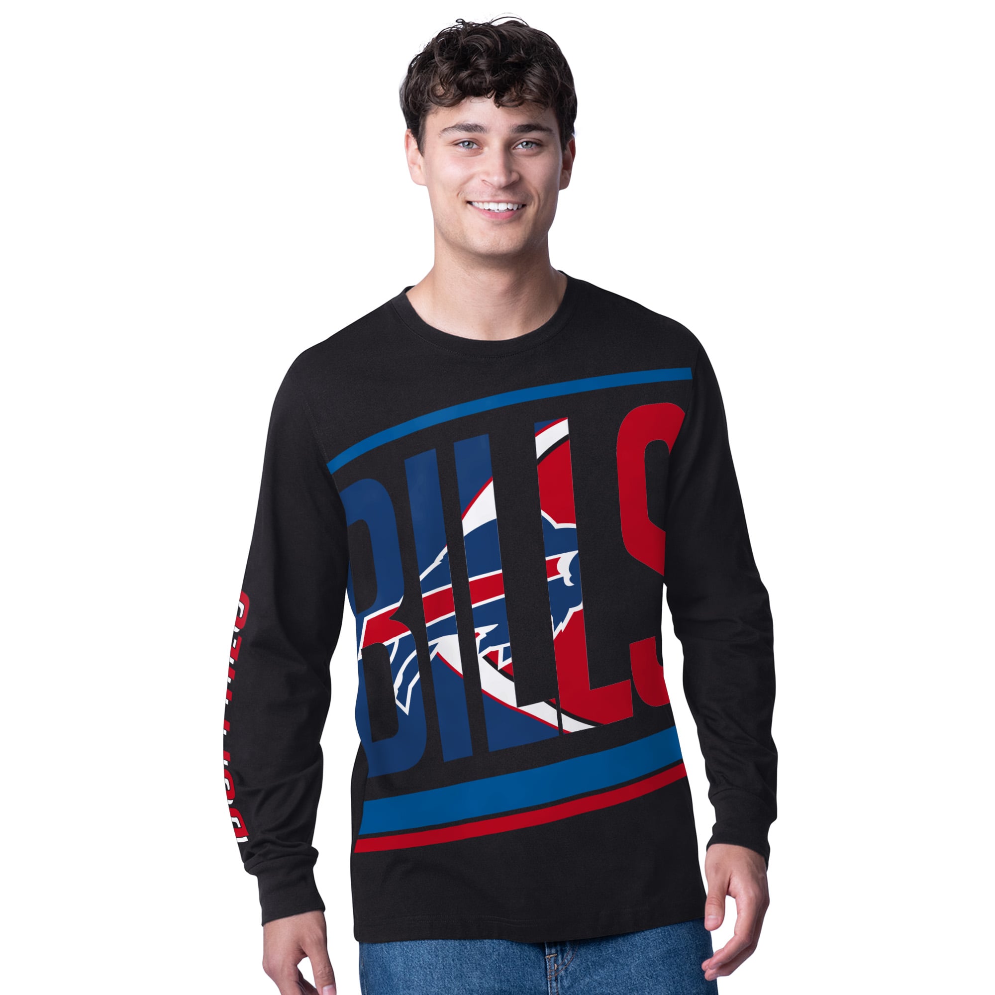 Men's Starter Black Buffalo Bills Linebacker Long Sleeve T-Shirt