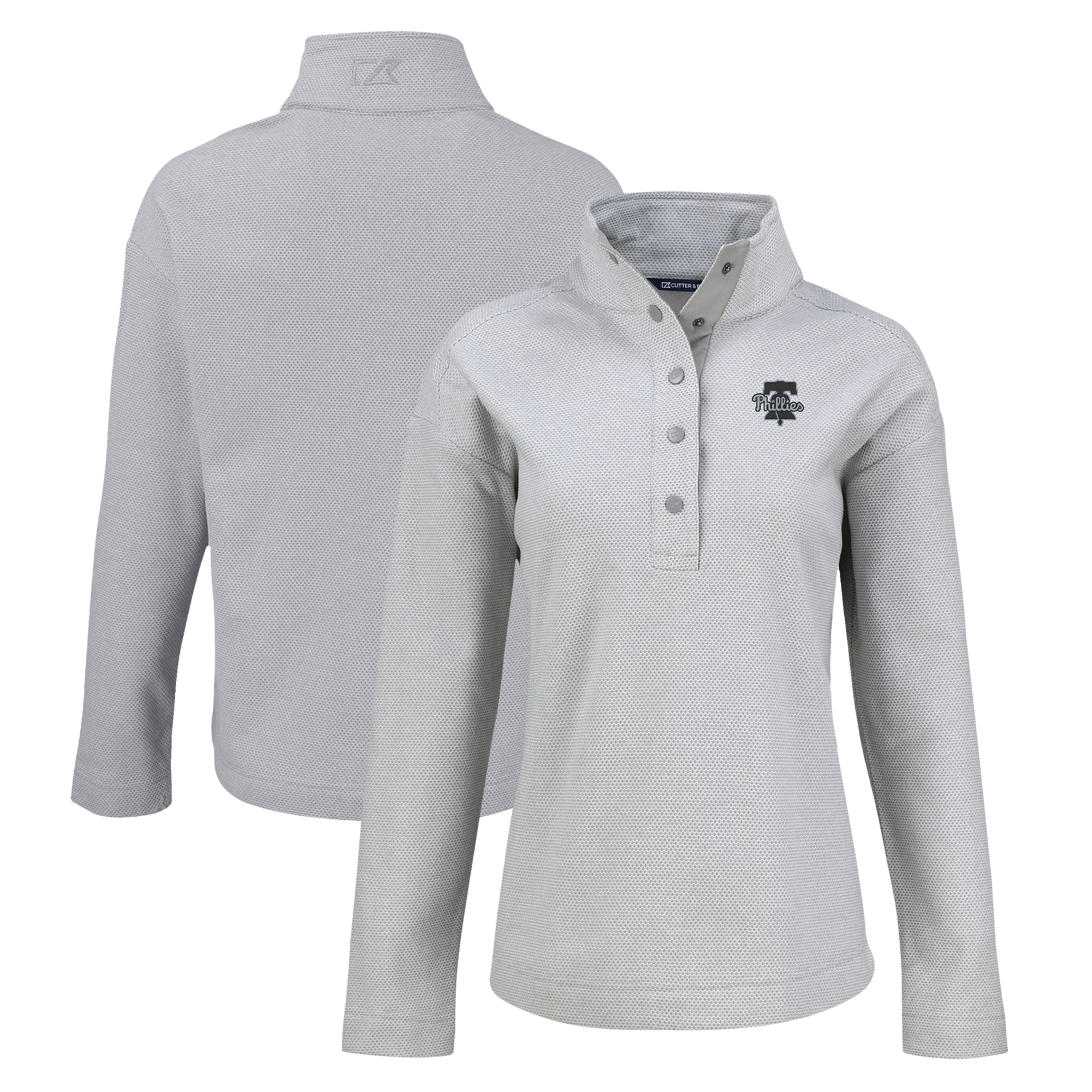 Women’s Cutter & Buck Gray Philadelphia Phillies Hunts Point Eco Half-Snap Jacket Women’s Cutter & Buck Gray Philadelphia Phillies Hunts Point Eco Half-Snap Jacket