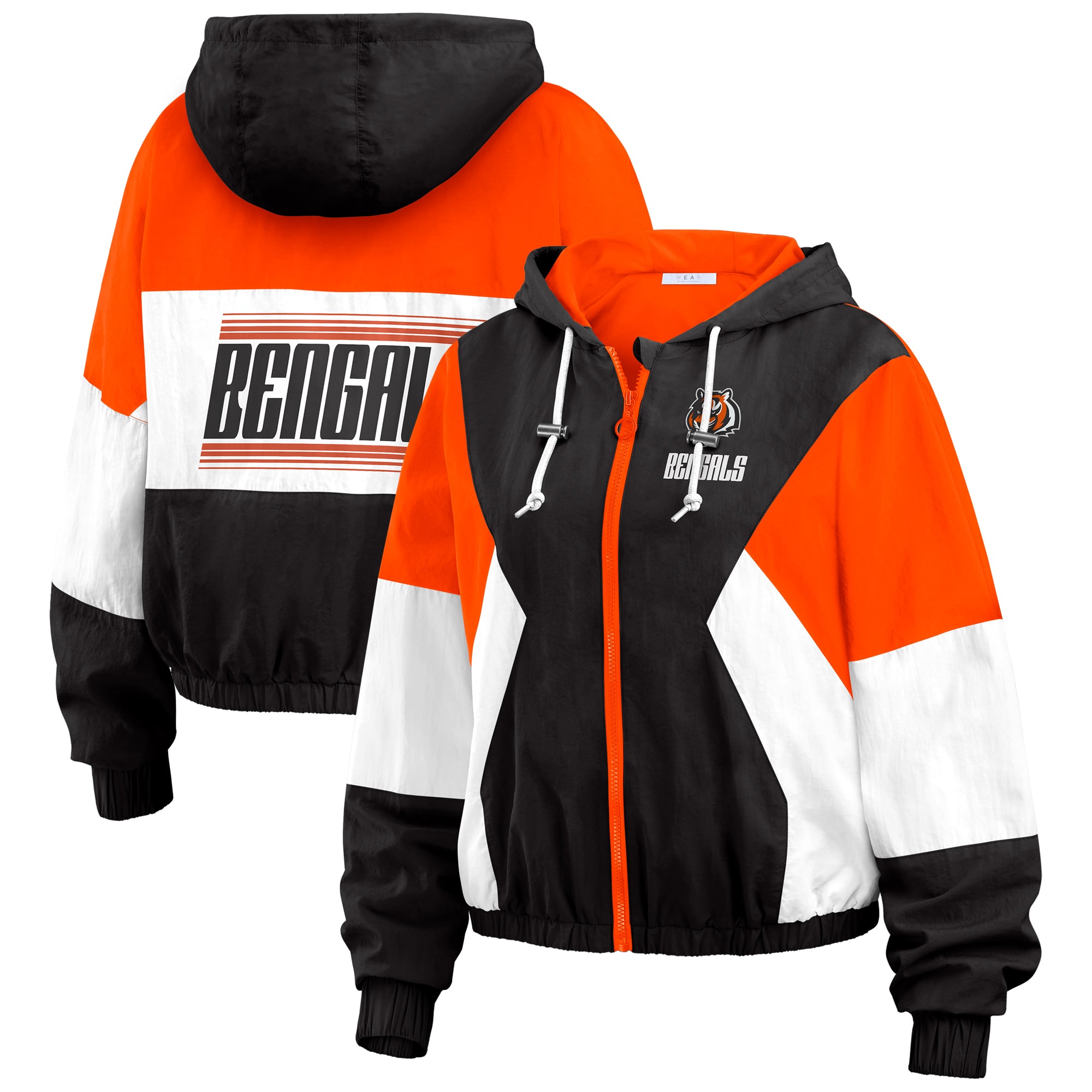 Women’s WEAR by Erin Andrews Black Cincinnati Bengals Plus Size Color Block Full-Zip Windbreaker Jacket Women’s WEAR by Erin Andrews Black Cincinnati Bengals Plus Size Color Block Full-Zip Windbreaker Jacket
