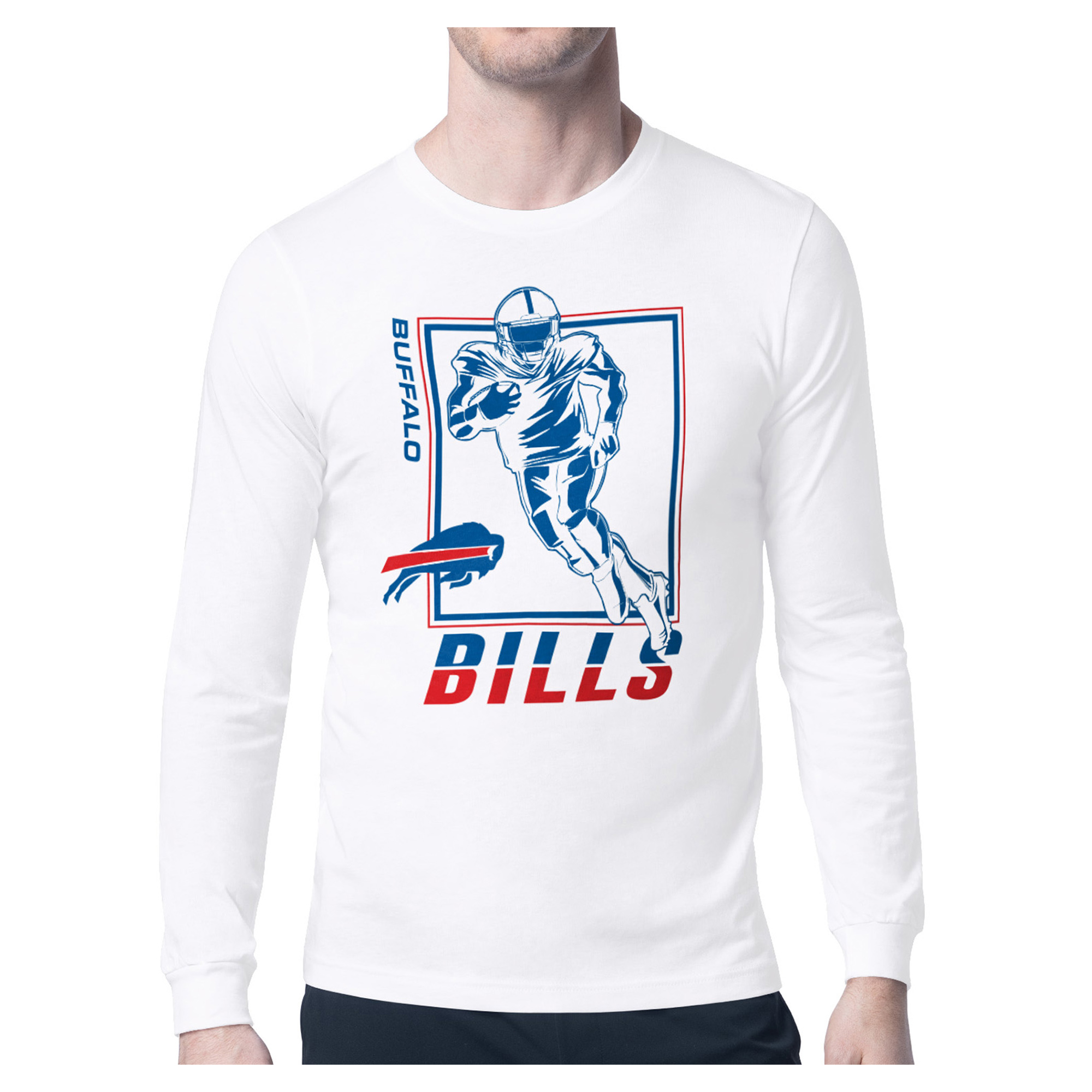 Men's Starter White Buffalo Bills Player Grid Graphic Long Sleeve T-Shirt
