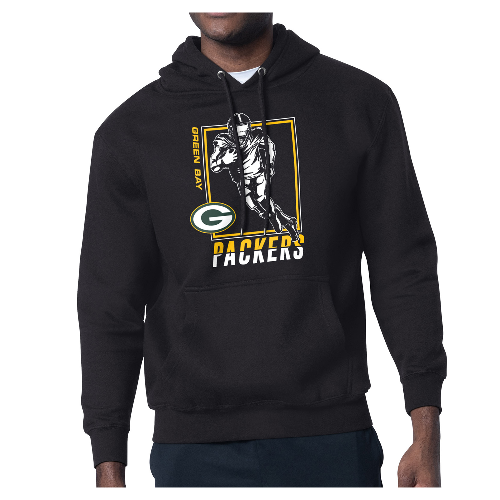 Men's Starter Black Green Bay Packers Player Grid Pullover Hoodie