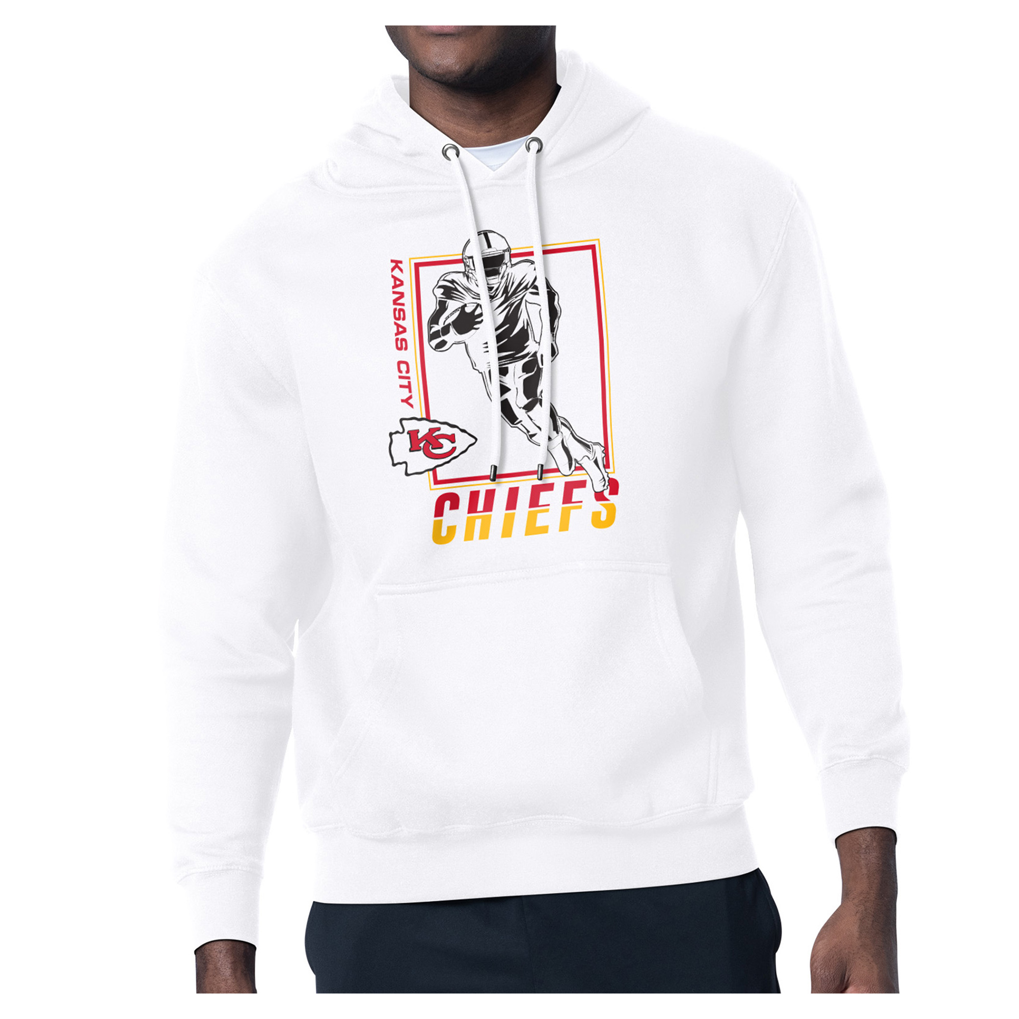 Men's Starter White Kansas City Chiefs Player Grid Pullover Hoodie