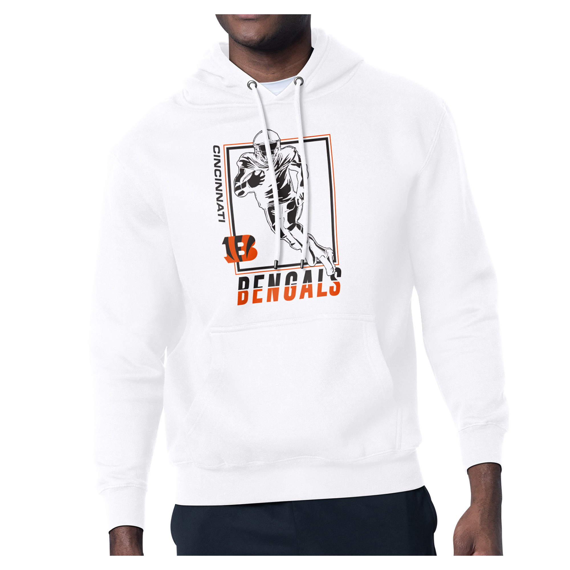 Men's Starter White Cincinnati Bengals Player Grid Pullover Hoodie