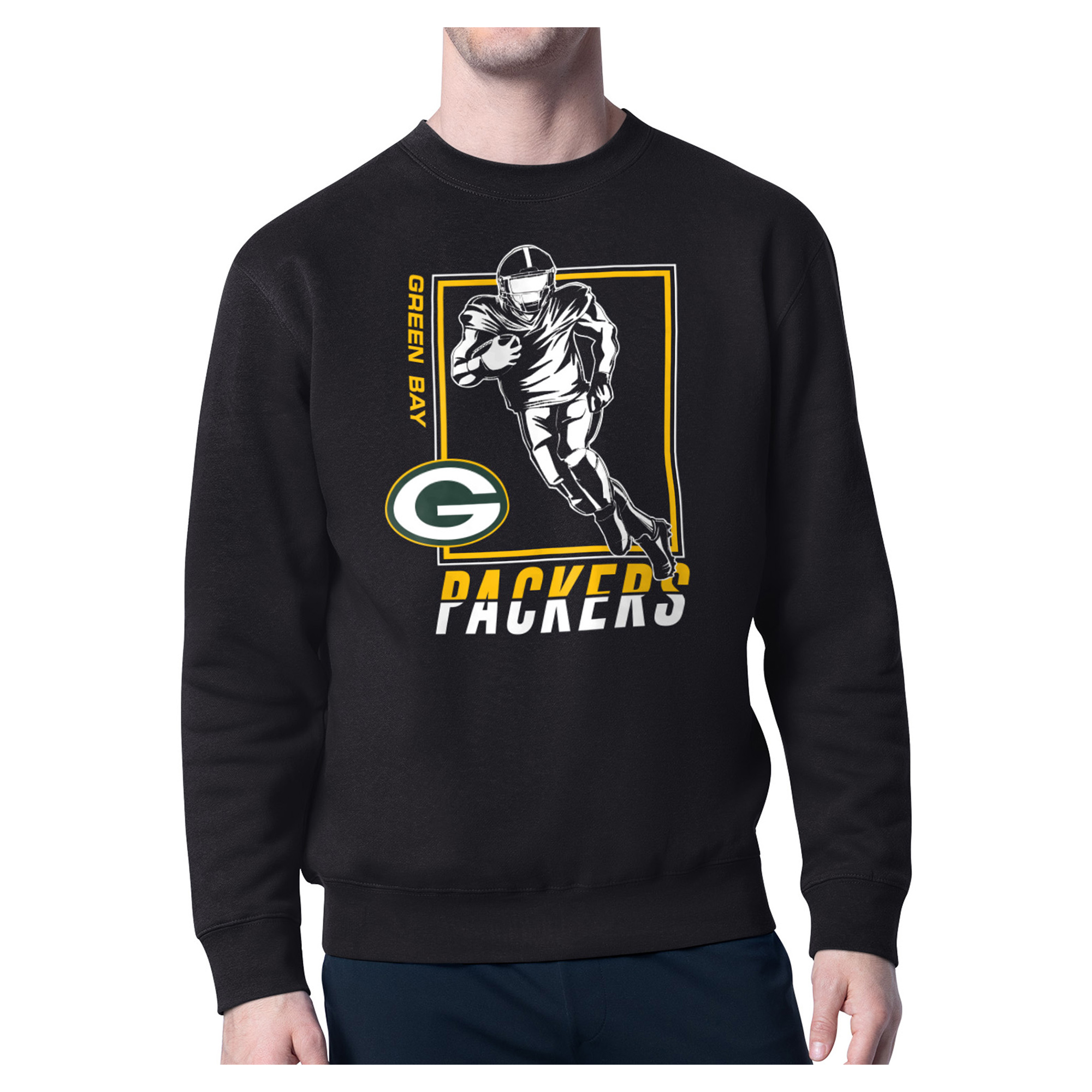 Men's Starter Black Green Bay Packers Player Grid Pullover Sweatshirt