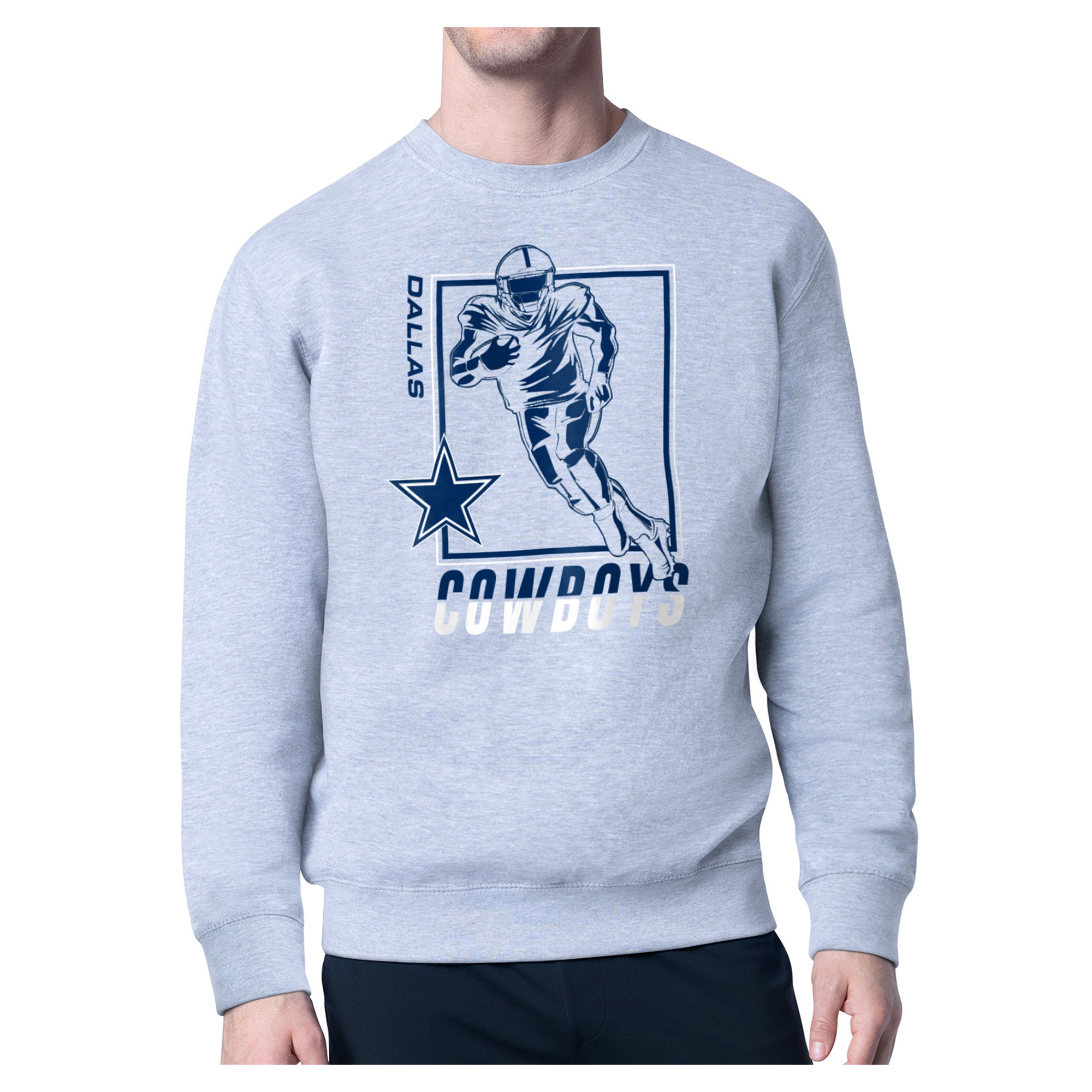 Men's Starter Heather Gray Dallas Cowboys Player Grid Pullover Sweatshirt