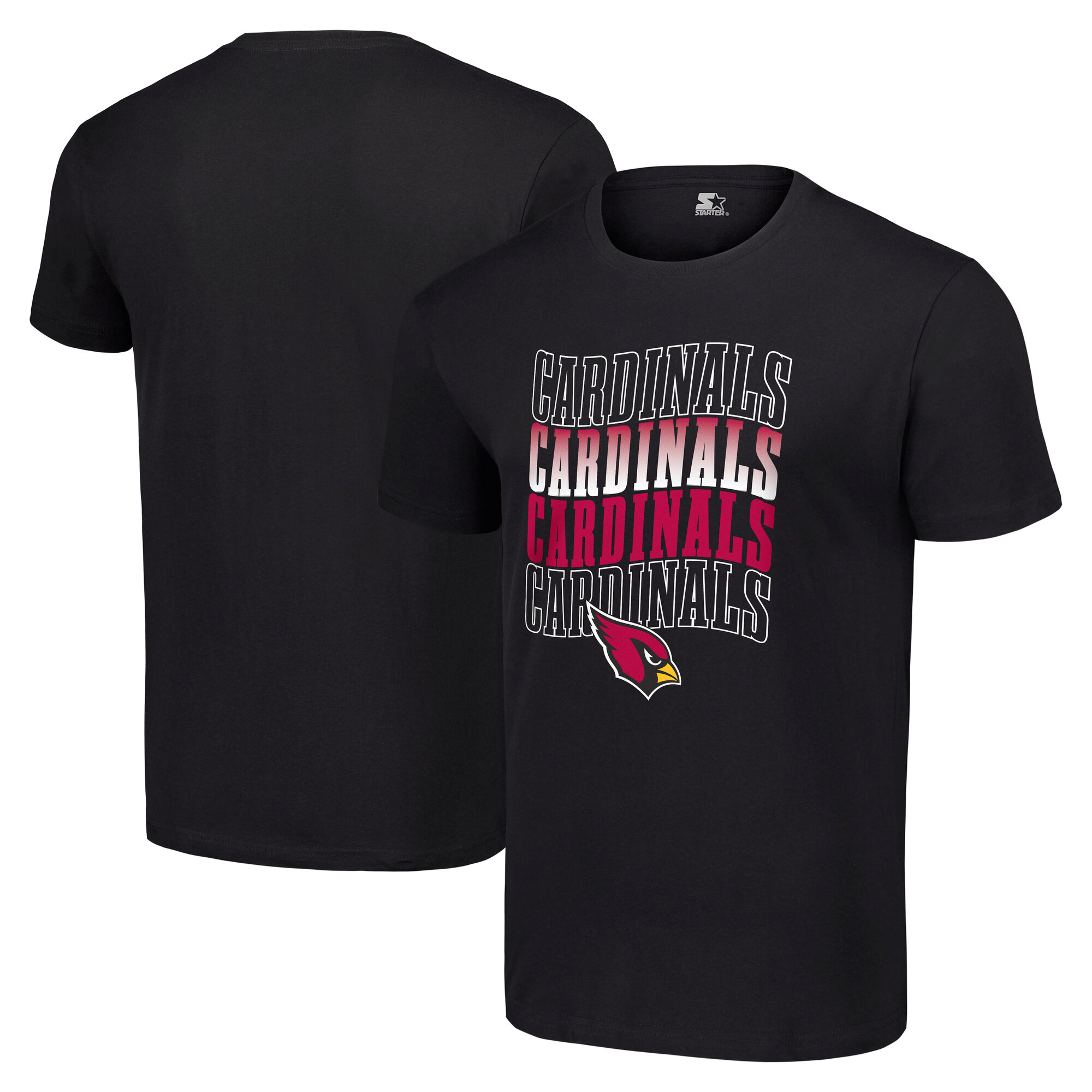 Men's Starter Black Arizona Cardinals Four Team Name Logo T-Shirt