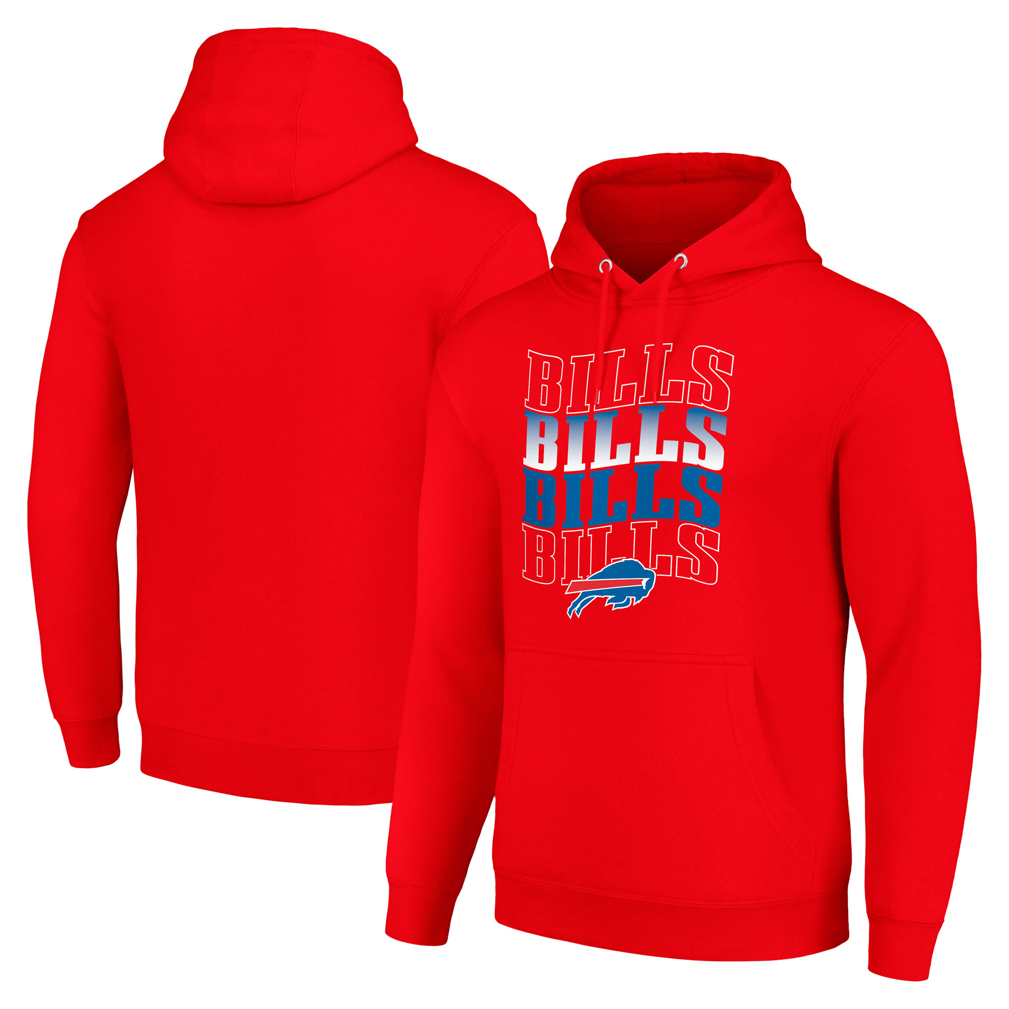Men's Starter Red Buffalo Bills Four Team Name Logo Fleece Pullover Hoodie