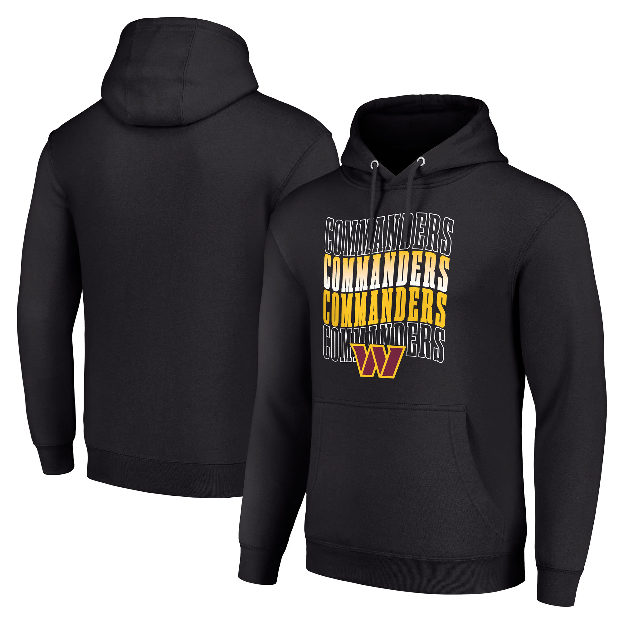 Men's Starter Black Washington Commanders Four Team Name Logo Fleece Pullover Hoodie