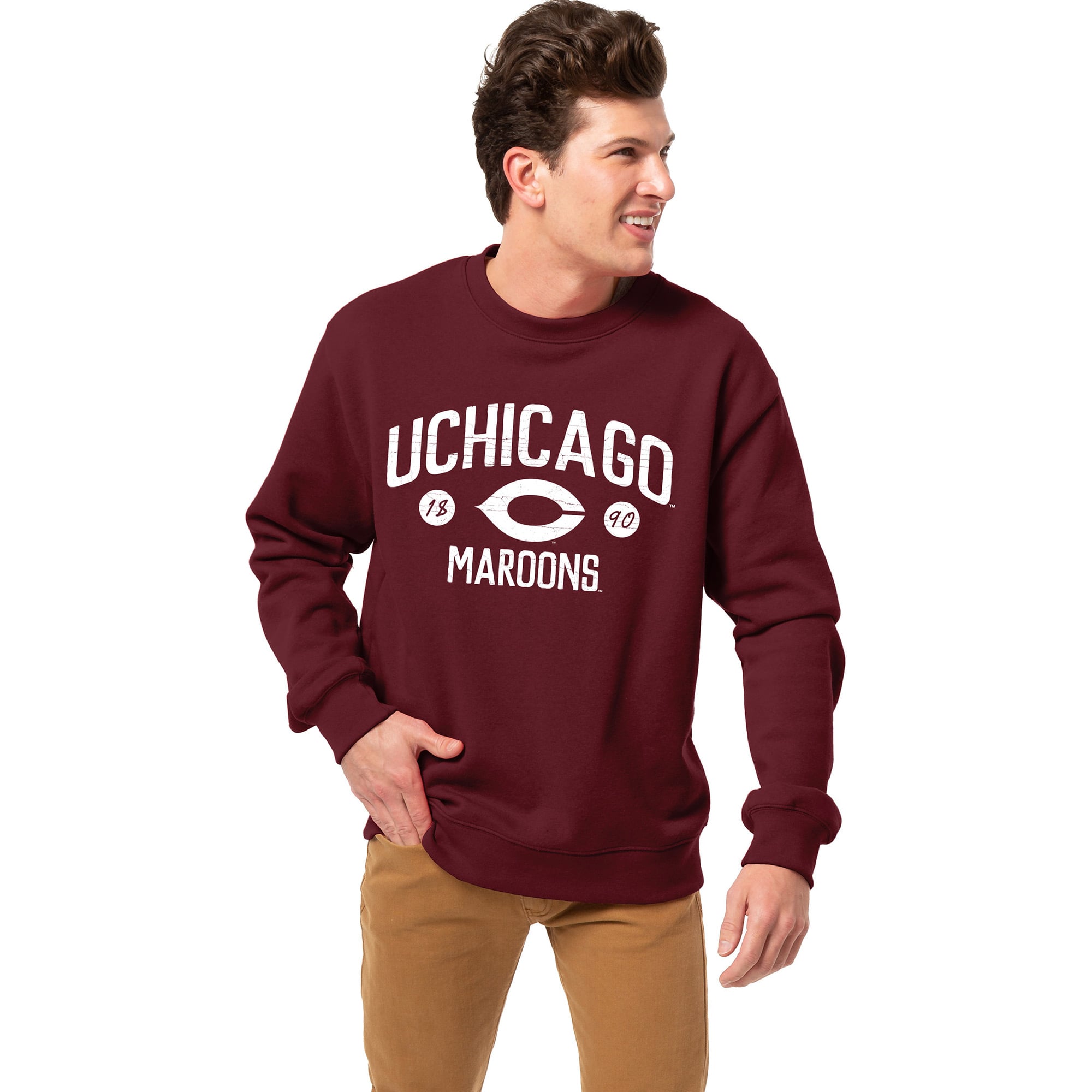 Men's League Collegiate Wear Maroon UChicago Maroons Essentials 2.0 Fleece Pullover Sweatshirt