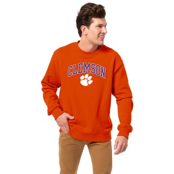 Men's League Collegiate Wear Orange Clemson Tigers Essentials 2.0 Fleece Pullover Sweatshirt