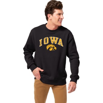 Men's League Collegiate Wear Black Iowa Hawkeyes Essentials 2.0 Fleece Pullover Sweatshirt