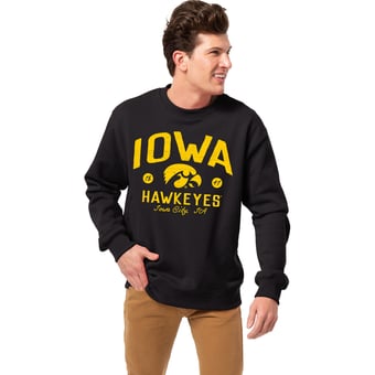 Men's League Collegiate Wear Black Iowa Hawkeyes Essentials 2.0 Fleece Pullover Sweatshirt