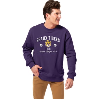 Men's League Collegiate Wear Purple LSU Tigers Essentials 2.0 Fleece Pullover Sweatshirt