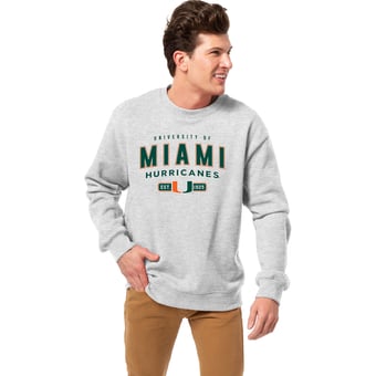 Men's League Collegiate Wear Heather Gray Miami Hurricanes Essentials 2.0 Fleece Pullover Sweatshirt