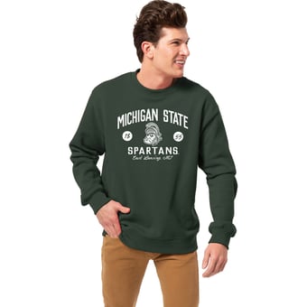 Men's League Collegiate Wear Green Michigan State Spartans Essentials 2.0 Fleece Pullover Sweatshirt