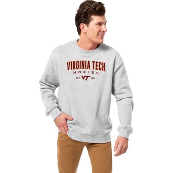 Men's League Collegiate Wear Heather Gray Virginia Tech Hokies Essentials 2.0 Fleece Pullover Sweatshirt