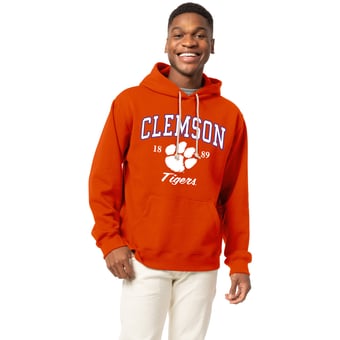 Men's League Collegiate Wear Orange Clemson Tigers Essentials 2.0 Fleece Pullover Hoodie
