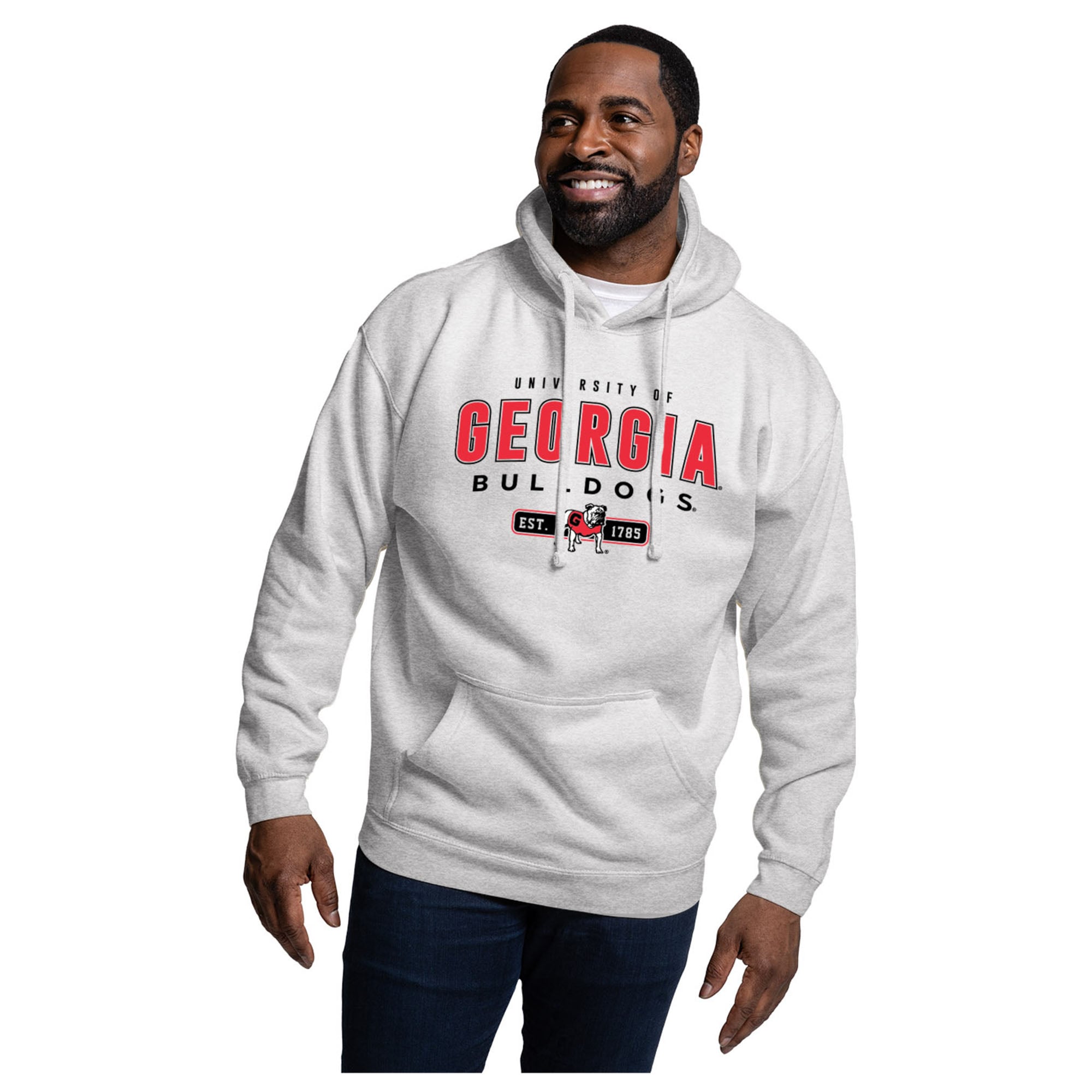 Men's League Collegiate Wear Heather Gray Georgia Bulldogs Essentials 2.0 Fleece Pullover Hoodie