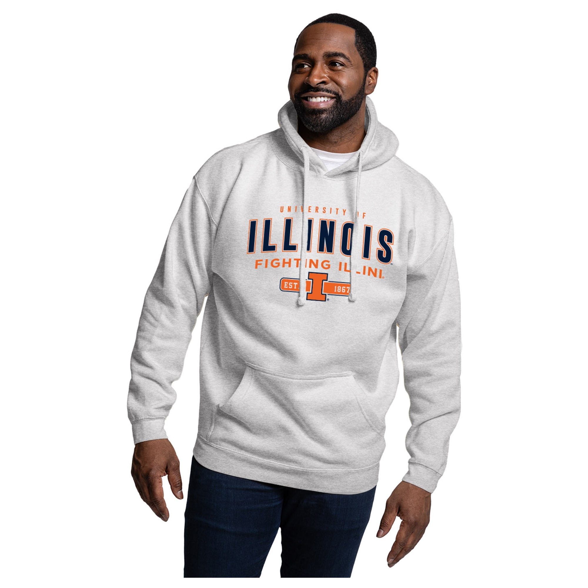 Men's League Collegiate Wear Heather Gray Illinois Fighting Illini Essentials 2.0 Fleece Pullover Hoodie