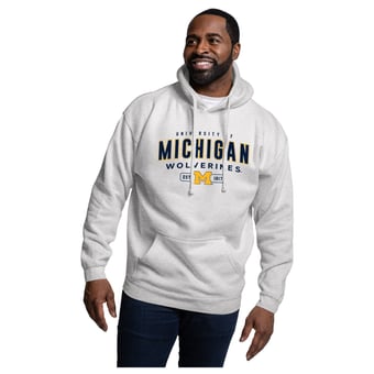 Men's League Collegiate Wear Heather Gray Michigan Wolverines Essentials 2.0 Fleece Pullover Hoodie