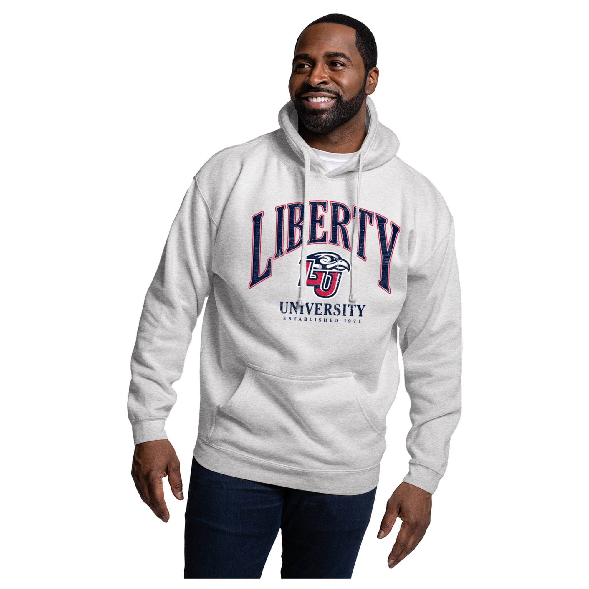 Men's League Collegiate Wear Heather Gray Liberty Flames Essentials 2.0 Fleece Pullover Hoodie