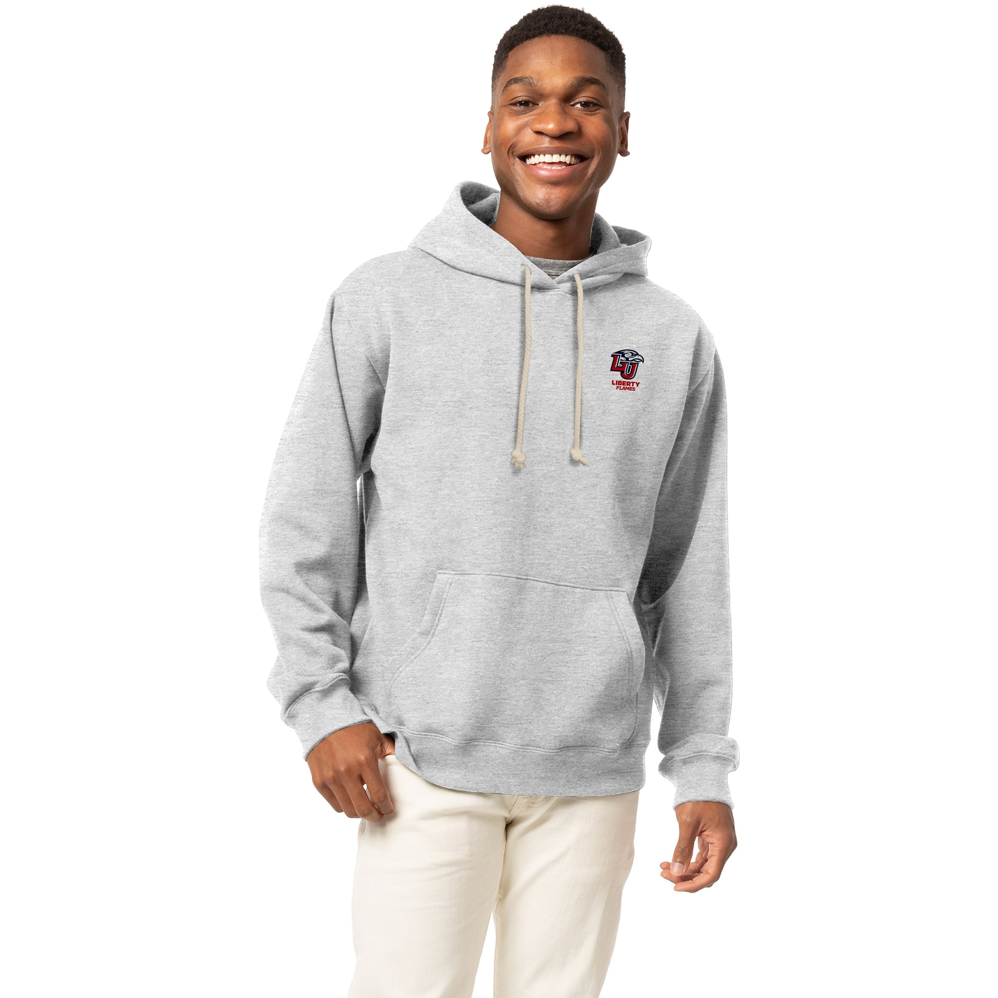Men's League Collegiate Wear Heather Gray Liberty Flames Essentials 2.0 Fleece Pullover Hoodie