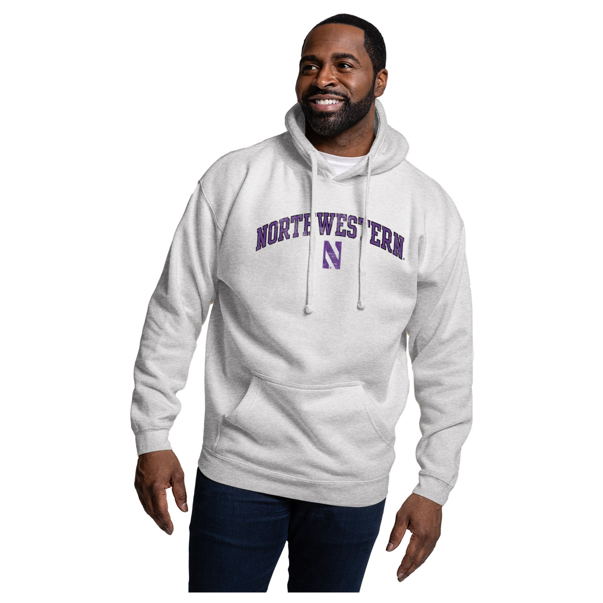 Men's League Collegiate Wear Heather Gray Northwestern Wildcats Essentials 2.0 Fleece Pullover Hoodie