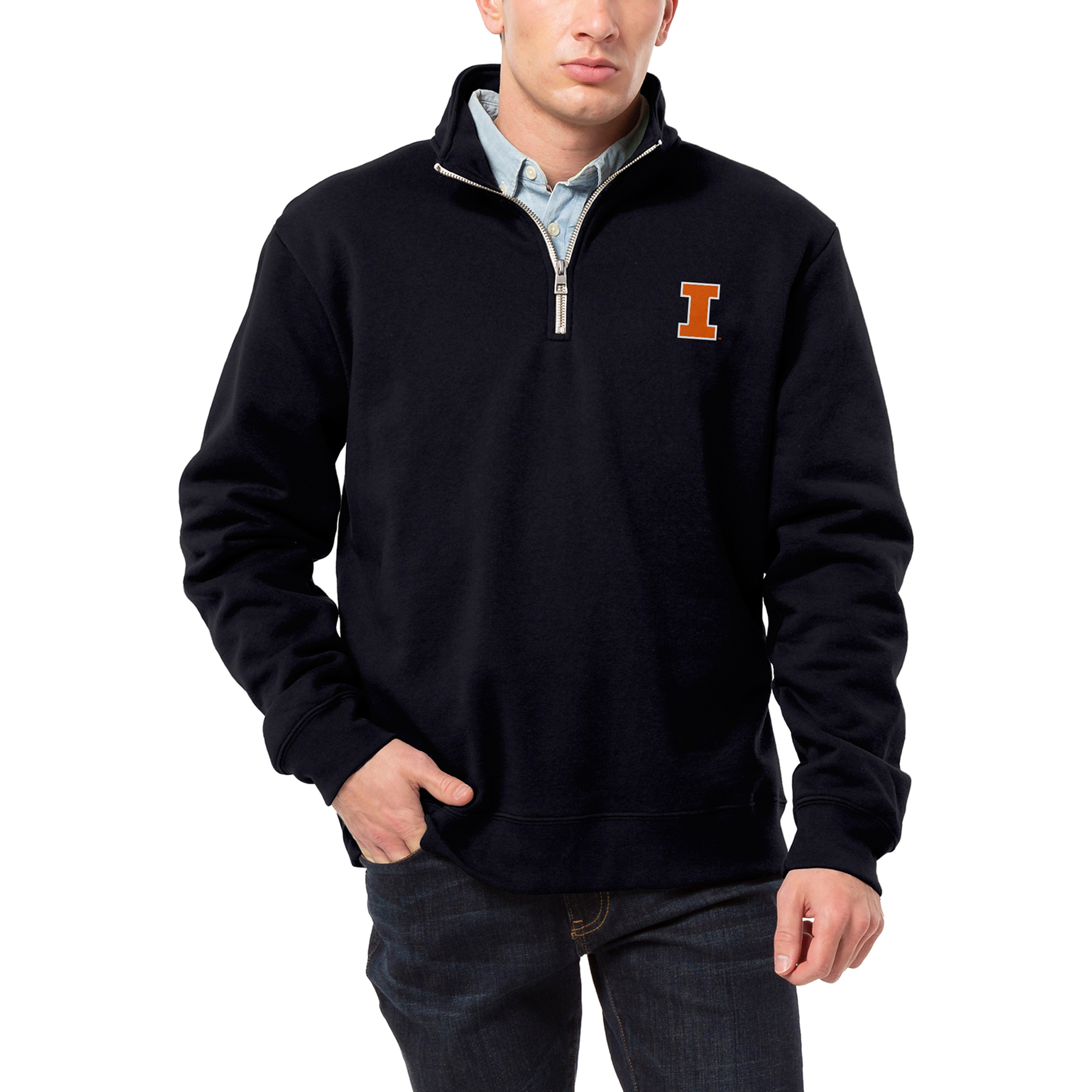 Men’s League Collegiate Wear Navy Illinois Fighting Illini Essentials 2.0 Fleece Quarter-Zip Jacket Men’s League Collegiate Wear Navy Illinois Fighting Illini Essentials 2.0 Fleece Quarter-Zip Jacket