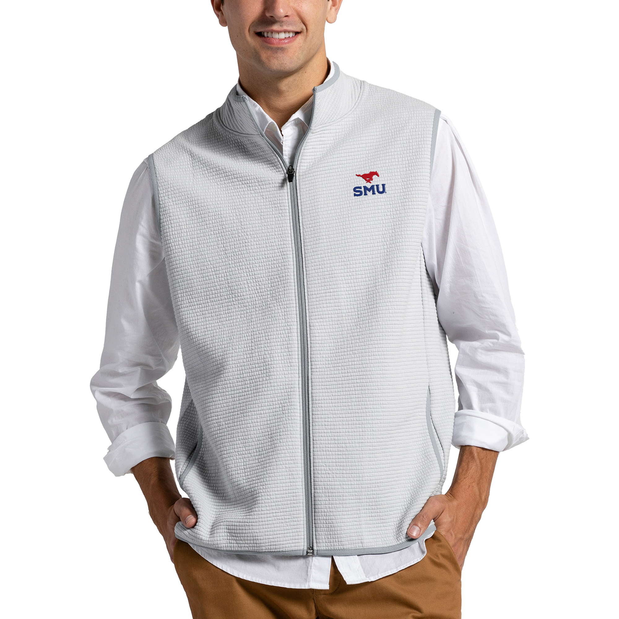 Men’s League Collegiate Wear Gray SMU Mustangs Summit Full-Zip Vest