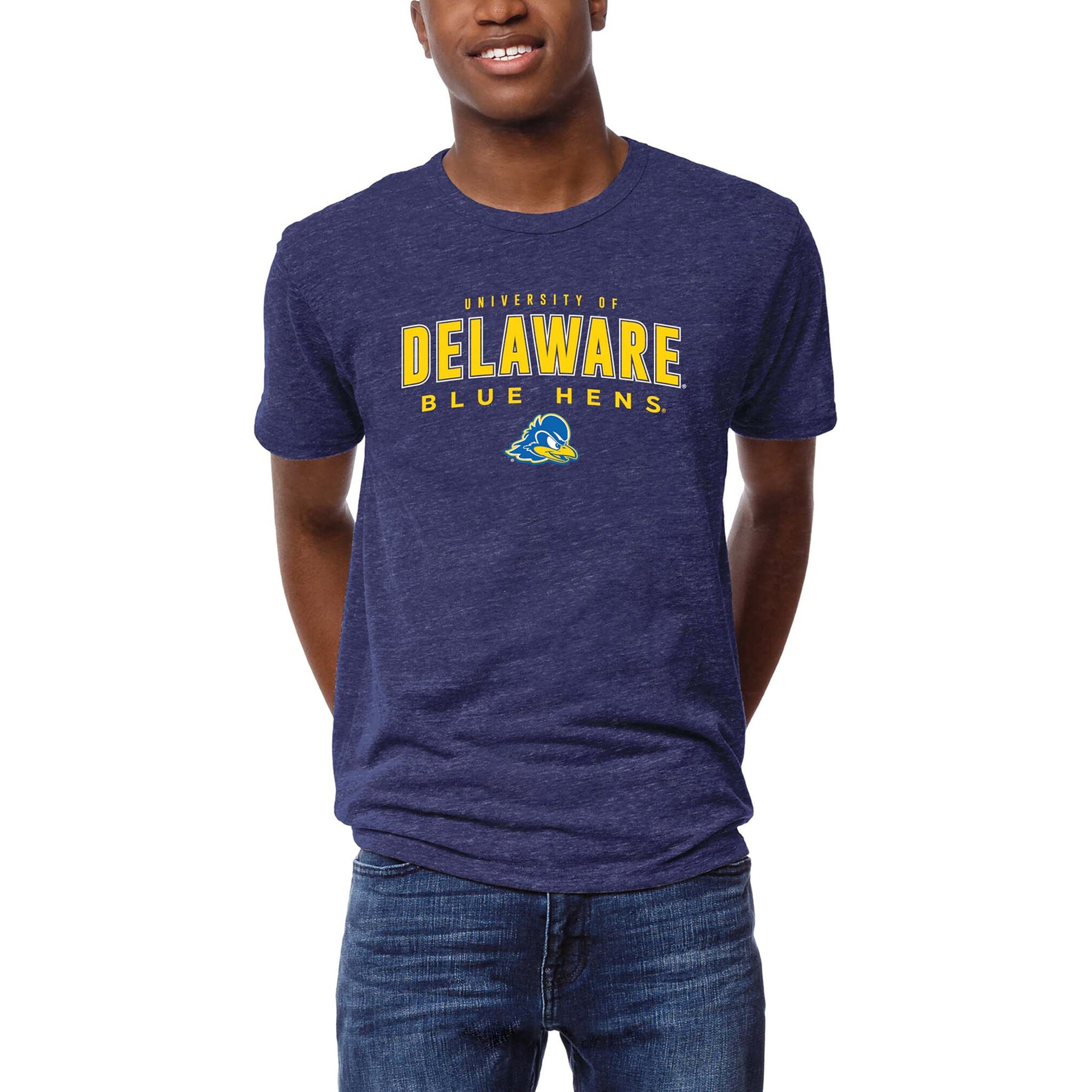 Men's League Collegiate Wear Heather Royal Delaware Fightin' Blue Hens Victory Falls Tri-Blend T-Shirt
