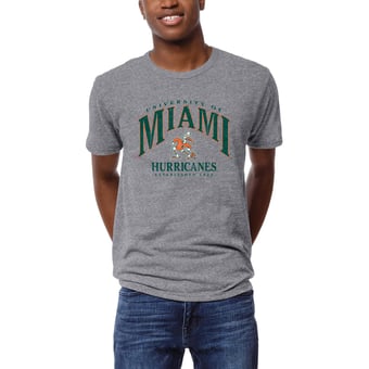 Men's League Collegiate Wear Heather Gray Miami Hurricanes Victory Falls Tri-Blend T-Shirt