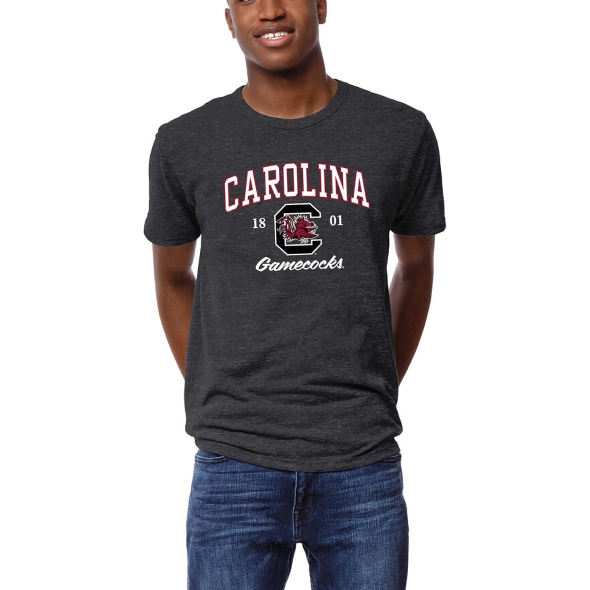 Men's League Collegiate Wear Graphite South Carolina Gamecocks Victory Falls Tri-Blend T-Shirt