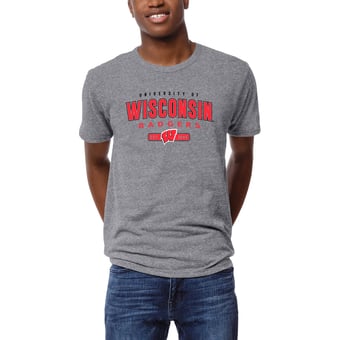 Men's League Collegiate Wear Heather Gray Wisconsin Badgers Victory Falls Tri-Blend T-Shirt