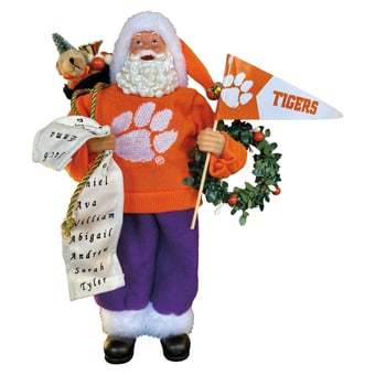 "Clemson Tigers 12"" Proud Santa"