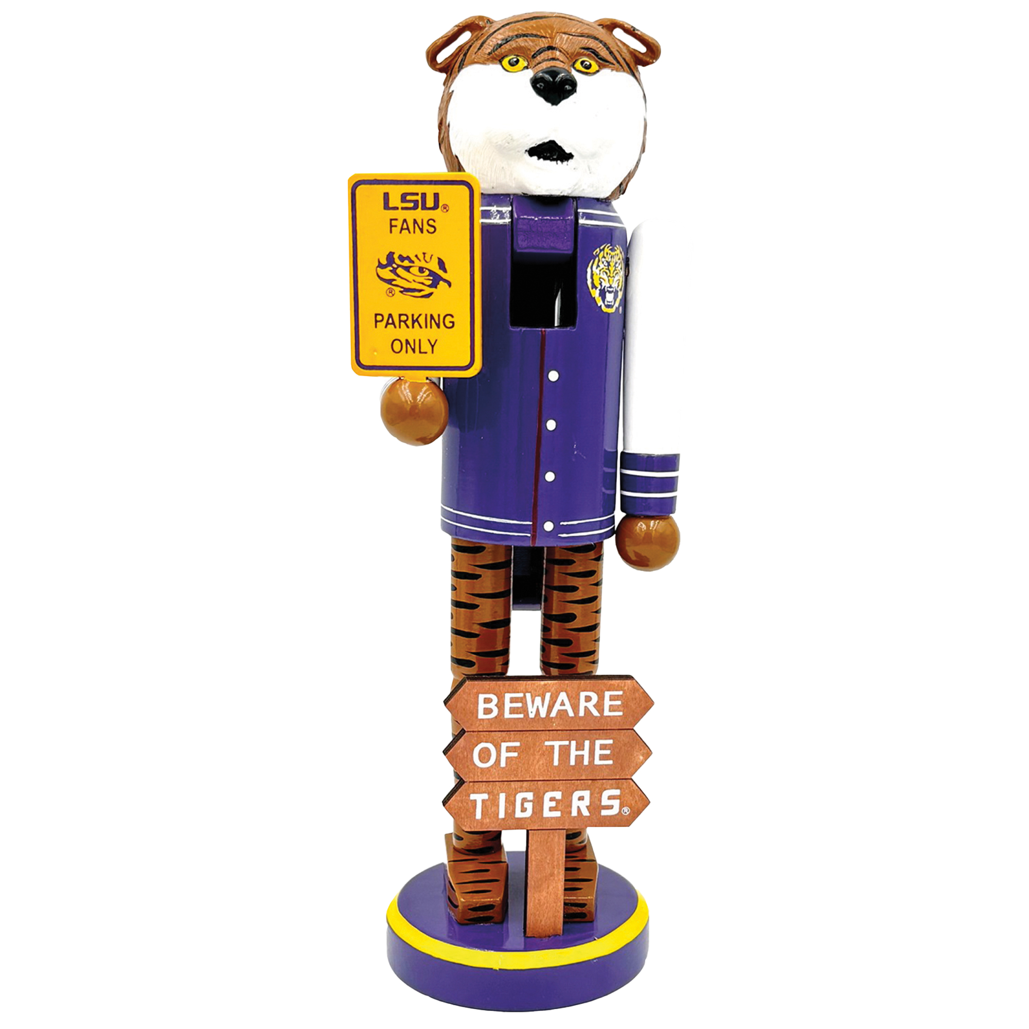 LSU Tigers 12" Beware Nutcracker