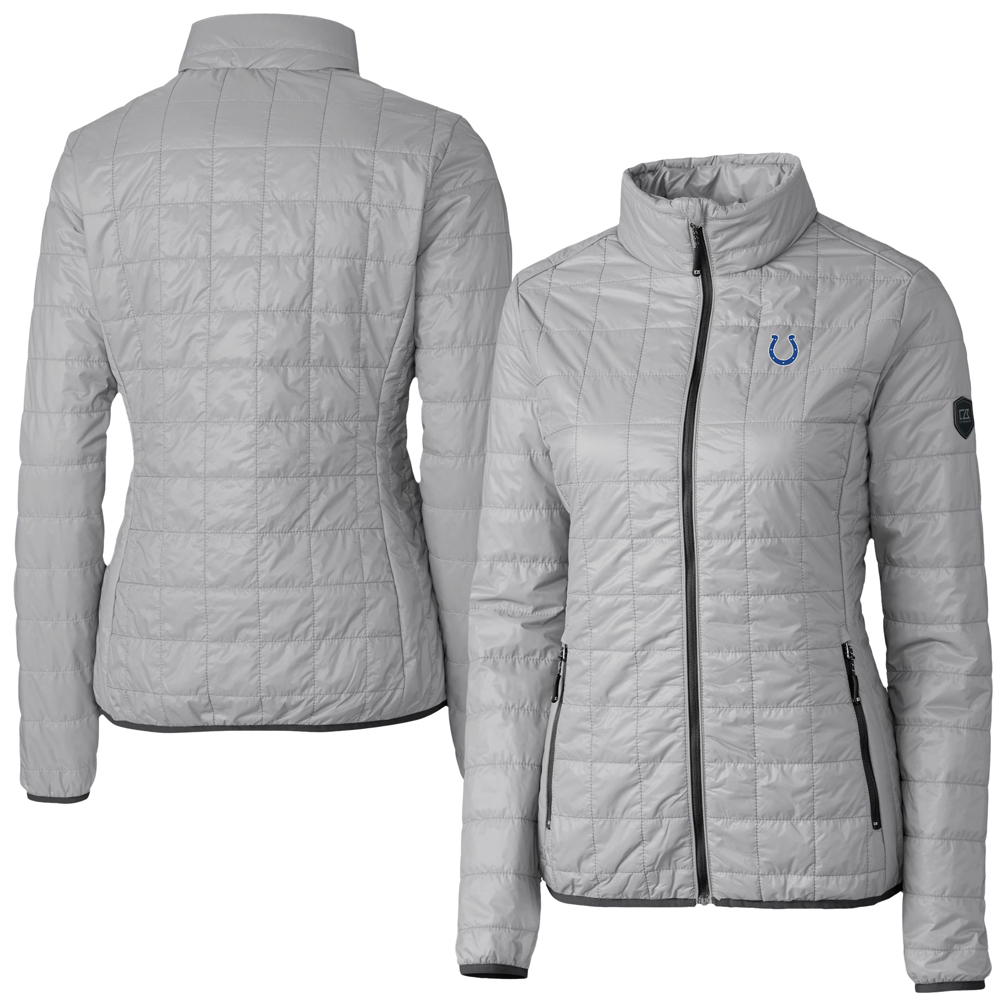 Women's Cutter & Buck Gray Indianapolis Colts Rainier PrimaLoft Eco Insulated Full-Zip Puffer Jacket