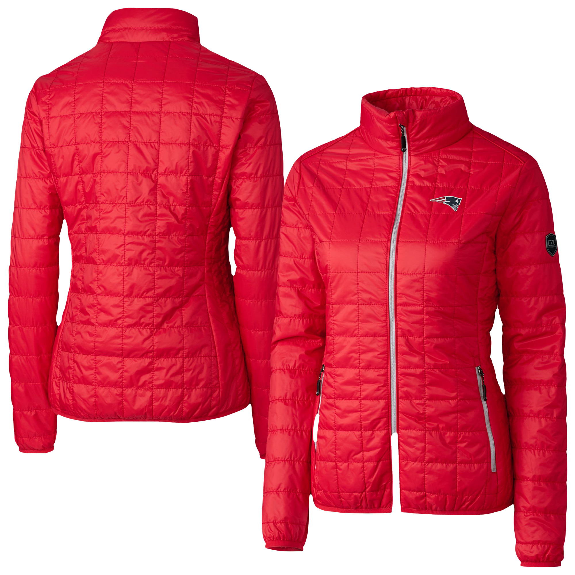 Women's Cutter & Buck Red New England Patriots Rainier PrimaLoft Eco Insulated Full-Zip Puffer Jacket