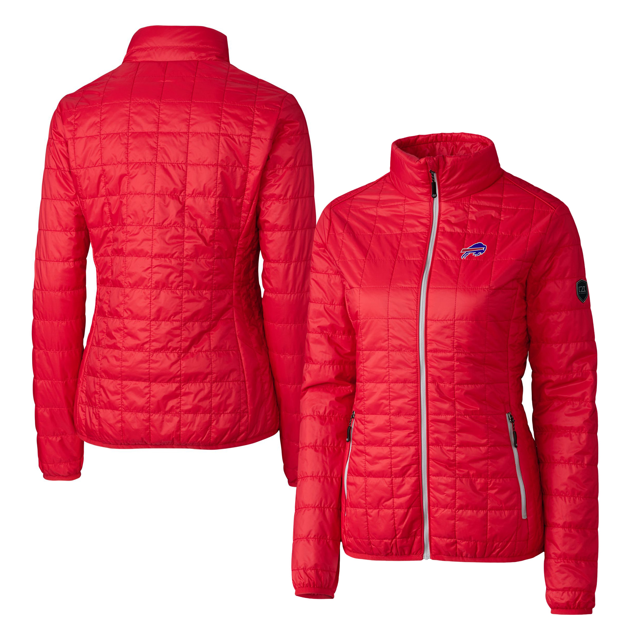 Women's Cutter & Buck Red Buffalo Bills Rainier PrimaLoft Eco Insulated Full-Zip Puffer Jacket