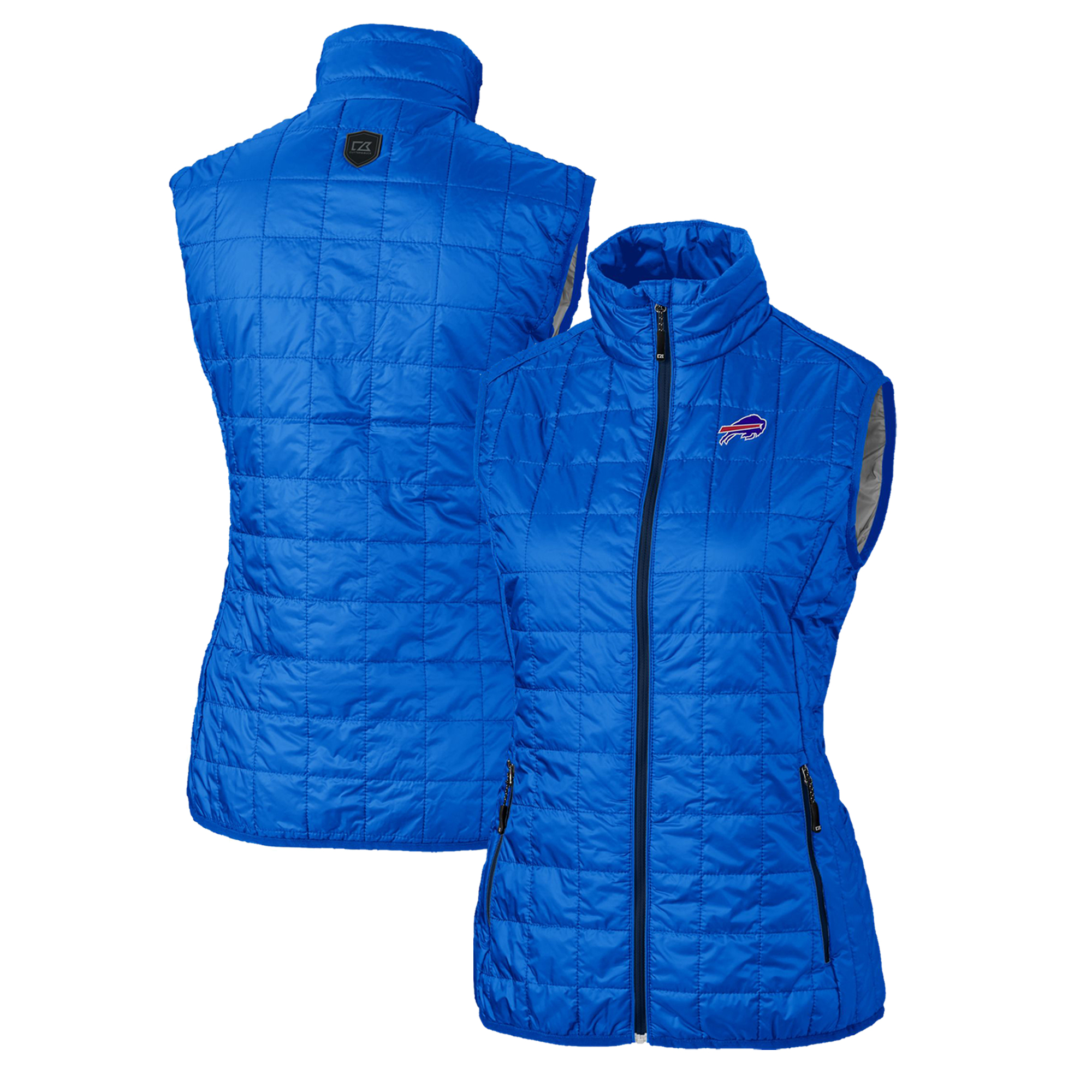 Women's Cutter & Buck Royal Buffalo Bills Rainier PrimaLoft Eco Insulated Full-Zip Puffer Vest