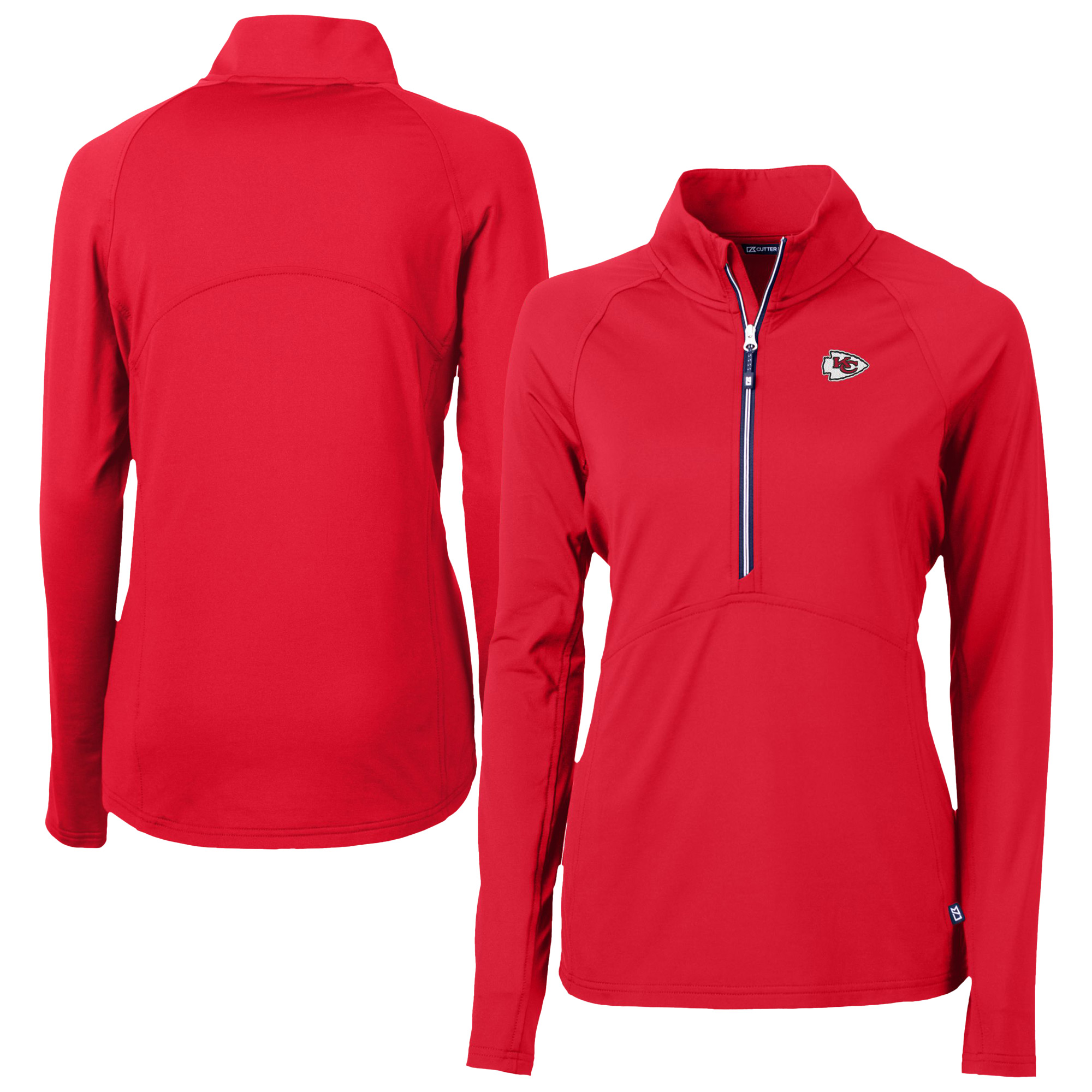 Women's Cutter & Buck Red Kansas City Chiefs Adapt Eco Knit Stretch Recycled Half-Zip Pullover Top